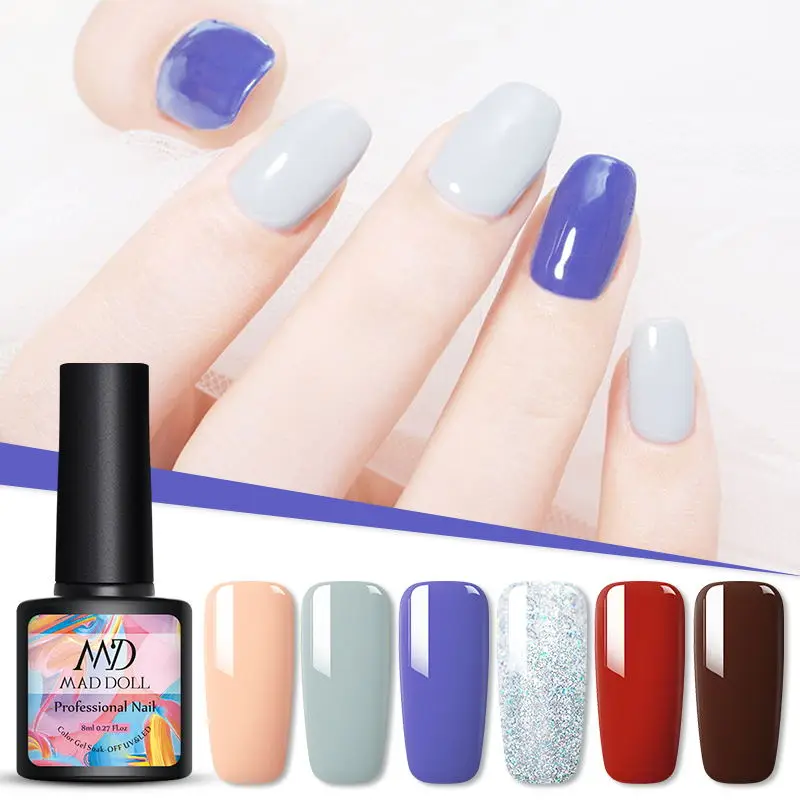 MAD DOLL, 8 мл, осень, зима, новая серия, Гель-лак для ногтей, розовый, зеленый, блеск, красота, цвета, длительное время, впитывается, УФ-гель лак