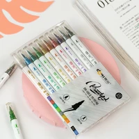 10pcs metallic brush pens set dual ended color art marker pen for drawing painting lettering calligraphy handwriting diy a6529