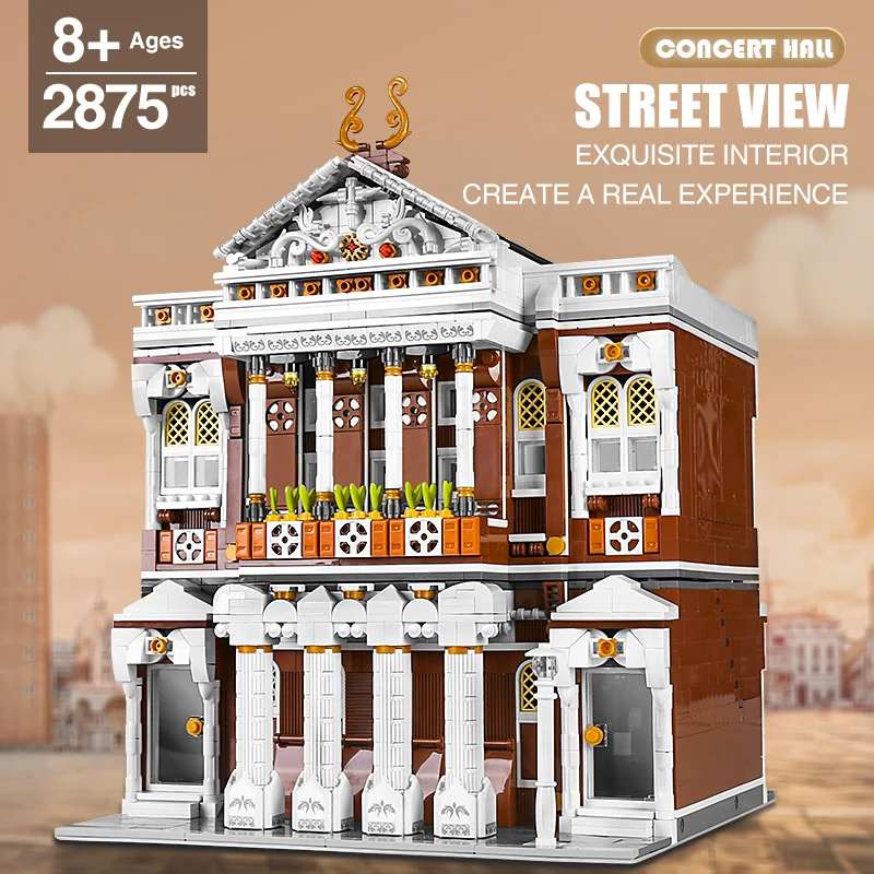 

MOULD KING 16032 Street View The MOC Concert Hall With Led Parts Building Blocks Bricks Educational Toys For Boys Birthday Gifts