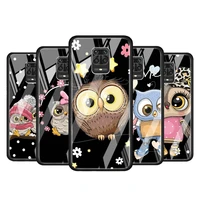 lovely animal owl for xiaomi redmi note 10 pro max 10s 9t 9s 9 8t 8 7 pro 5g luxury tempered glass phone case cover