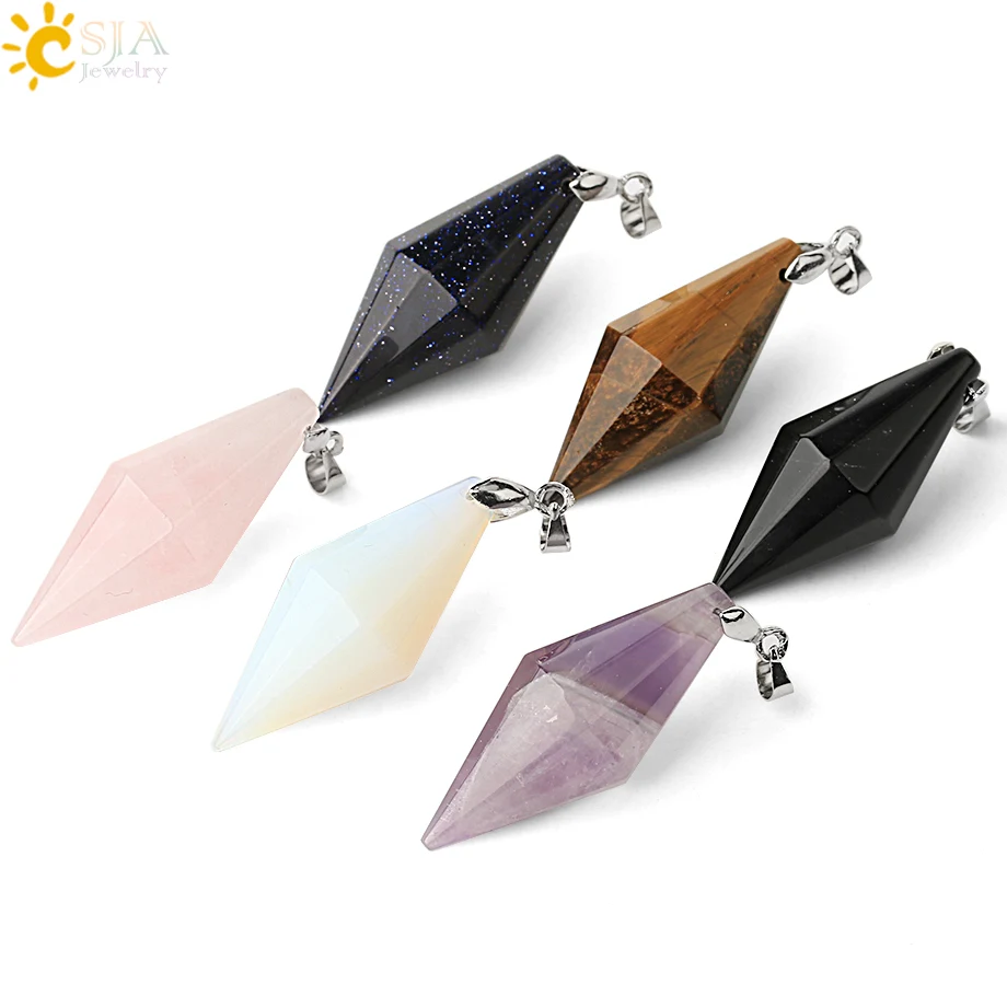 CSJA симметрия конус натуральный подвески с камнями ожерелья многогранные