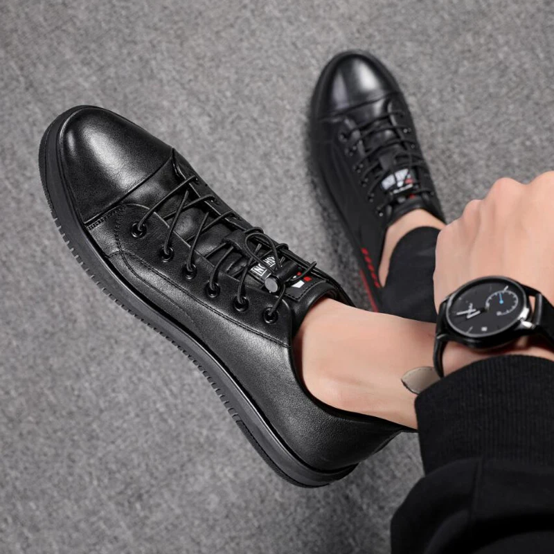 Мужская кожаная обувь с микрофиброй 2020 модная повседневная Нескользящие новые