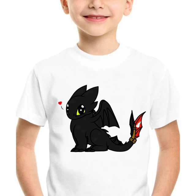 

Harajuku Aesthetic Children's T Shirt Cartoon Dragon Graphic Kawaii Night Fury Printed Kids T-shirts Summer Boys Streetwear