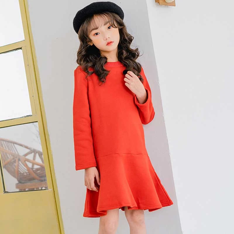 Рождественское флисовое платье в Корейском стиле для девочек сезон осень-зима