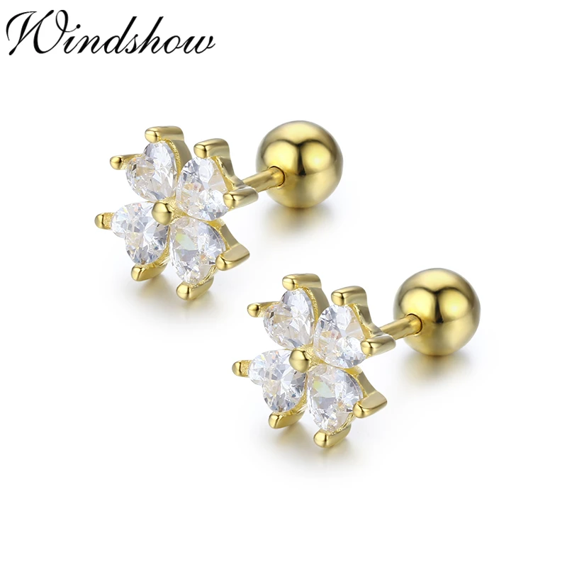 Женские серьги гвоздики из серебра 925 пробы с фианитом|Серьги-гвоздики| |