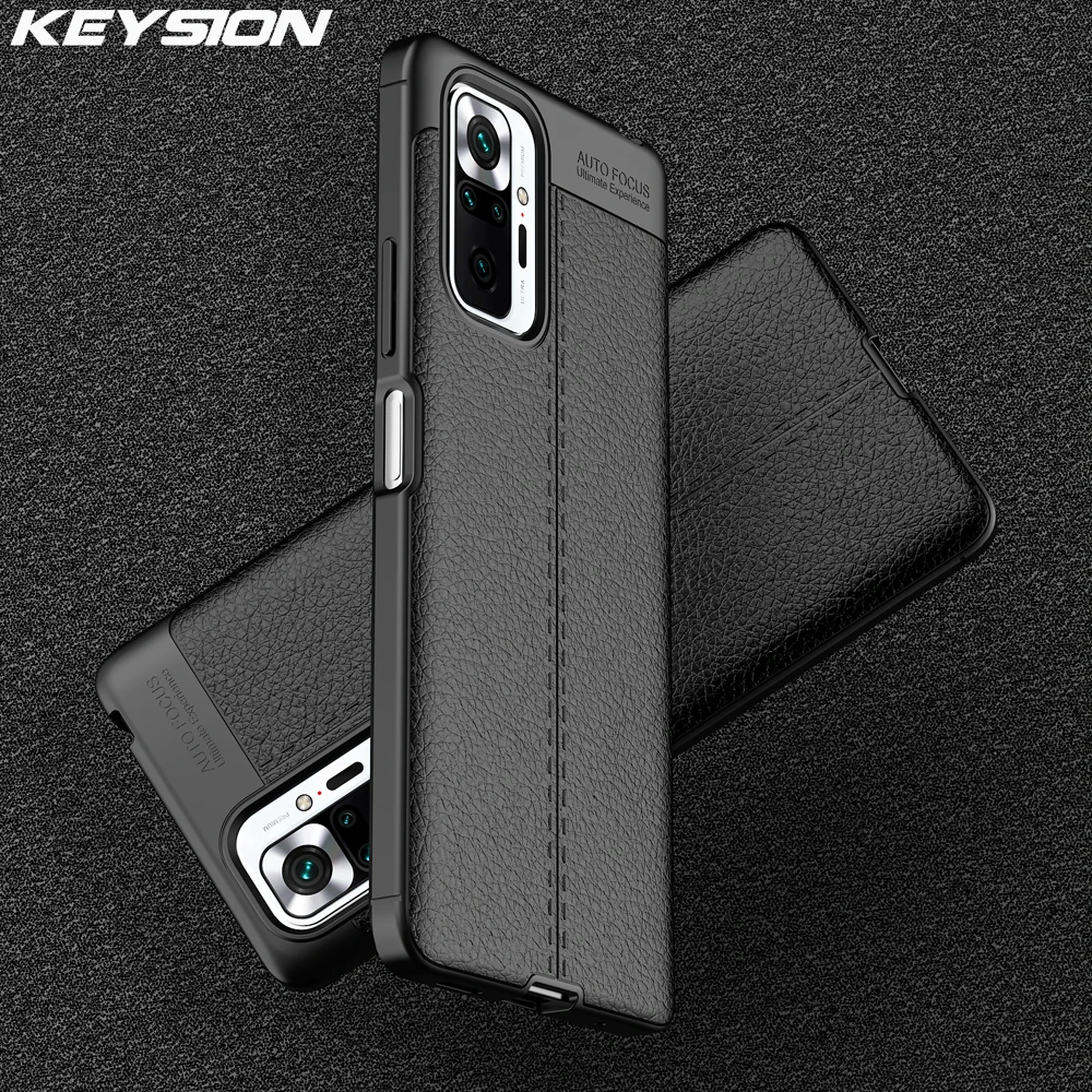 keysion shockproof case for redmi note 10 10 pro leather texture soft silicone phone back cover for xiaomi redmi note 11 pro max free global shipping