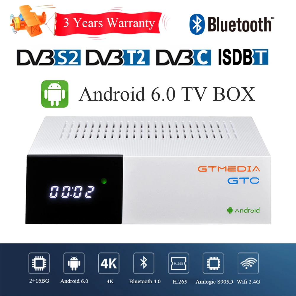 

Gtmedia GTC Smart TV BOX DVB-T2/S2/Cable/ISDBT Decoder Android Satellite Receiver Supports IPTV Netflix Youtube and More App