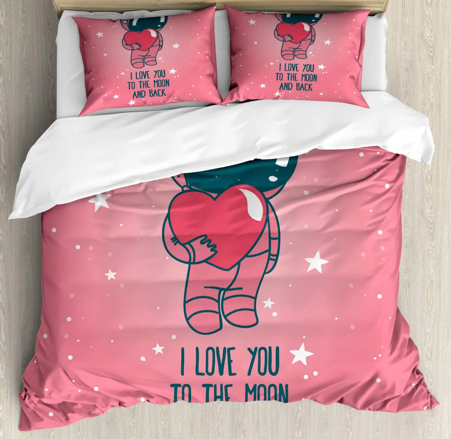 Набор пододеяльников на День святого Валентина с надписью I Love You to The Moon и Back