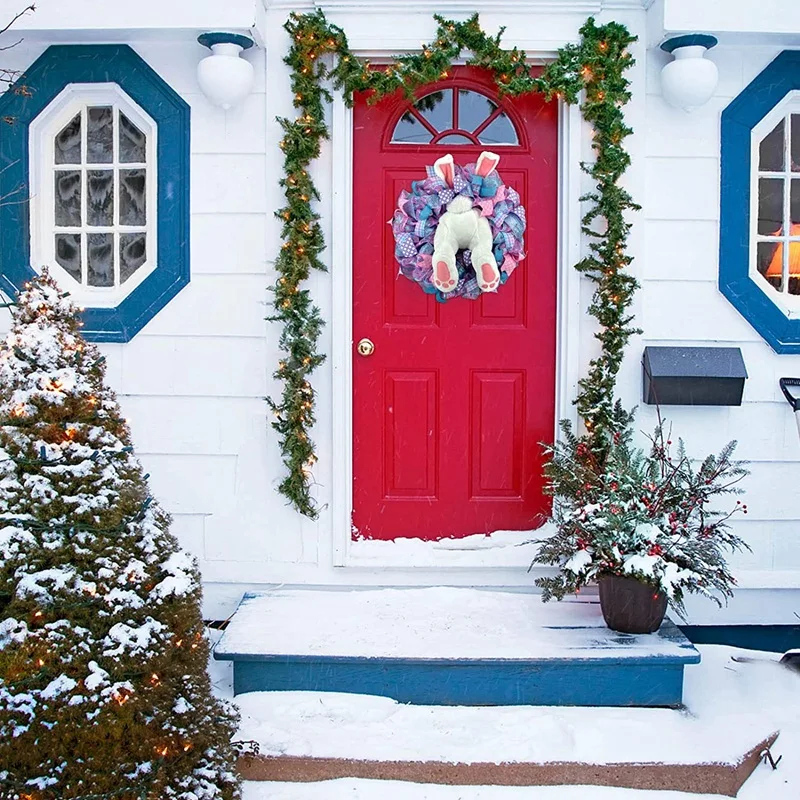 

Easter Rabbit Wreath Decor for Front Door, Easter Rabbit Front Door Wreath, Easter Thief Bunny Butt with Ears