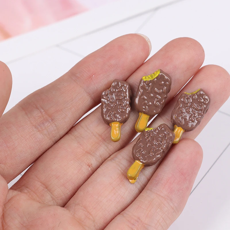 

4Pcs 1:12 Dollhouse Miniature Food Chocolate Popsicles Doll Kitchen Accessories