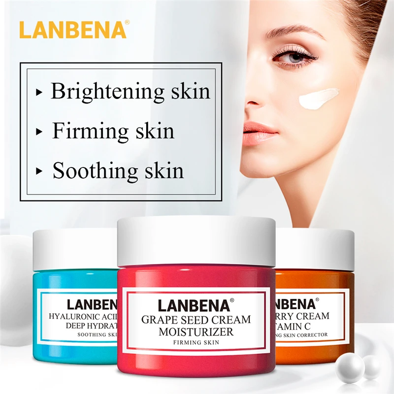 

LANBENA Face Cream VC Whitening Hyaluronic Acid Moisturizing Grape Seed Anti-aging Firming Hydration Facial Serum Skin Care F0