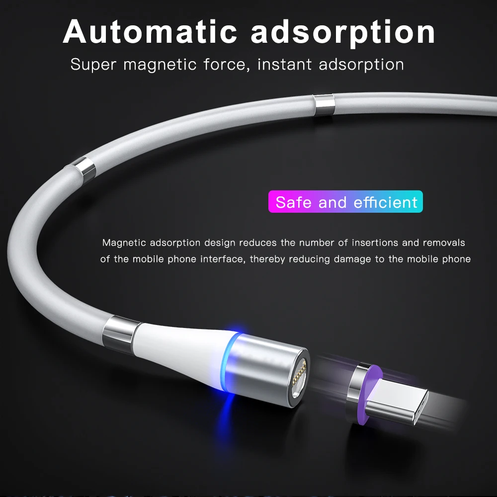 Magic Rope Magnetic Cable for iphone X Android Type C Micro USB Fast Charging Wire Automatically Retractable Data | Мобильные