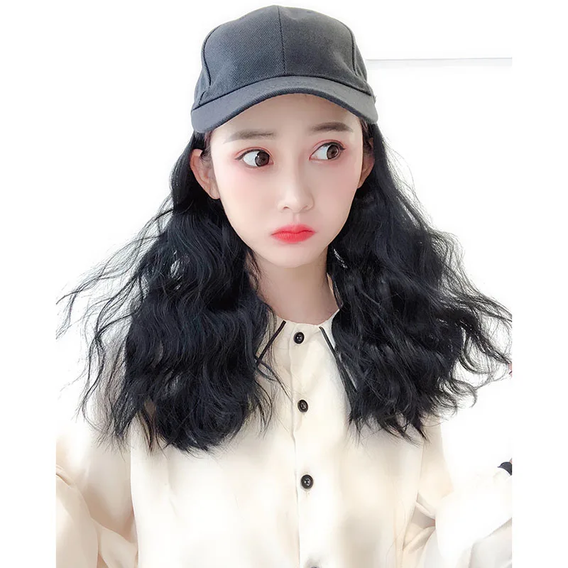 

LVHAN Wig hat one-piece female cap wool roll corn hot water ripple brown black natural black dark brown light brown