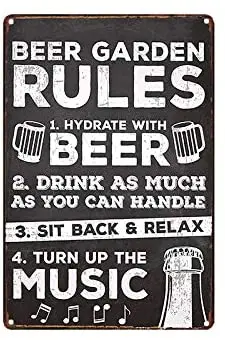 Металлическая жестяная вывеска пивной сад правила винтажная Бар Кафе гараж