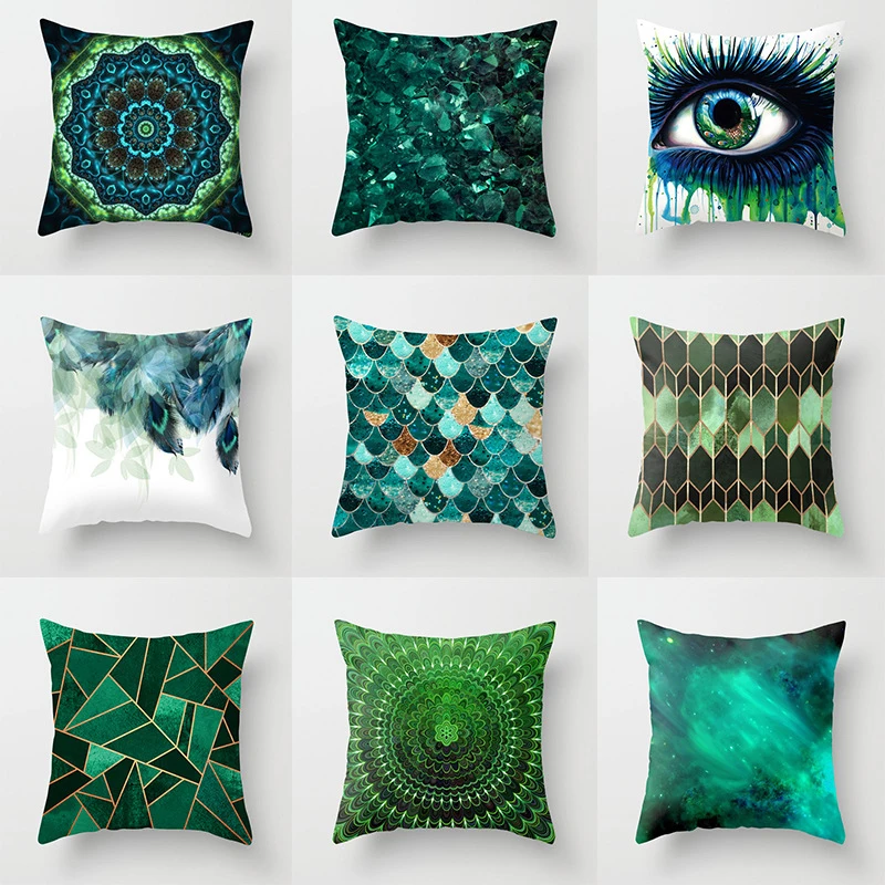 

Green Series Pillow Case Cushion Cover Eye Geometric Abstract Pillow Cover For Living Room Sofa 45*45cm Decorative Home Decor