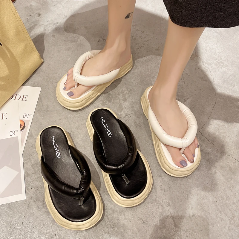 

Rimocy Women Fashion Clip Toe Platform Sandals Summer Female Thick Bottom Flip Flops Outdoor Comfort Slippers Woman Shoes 2021