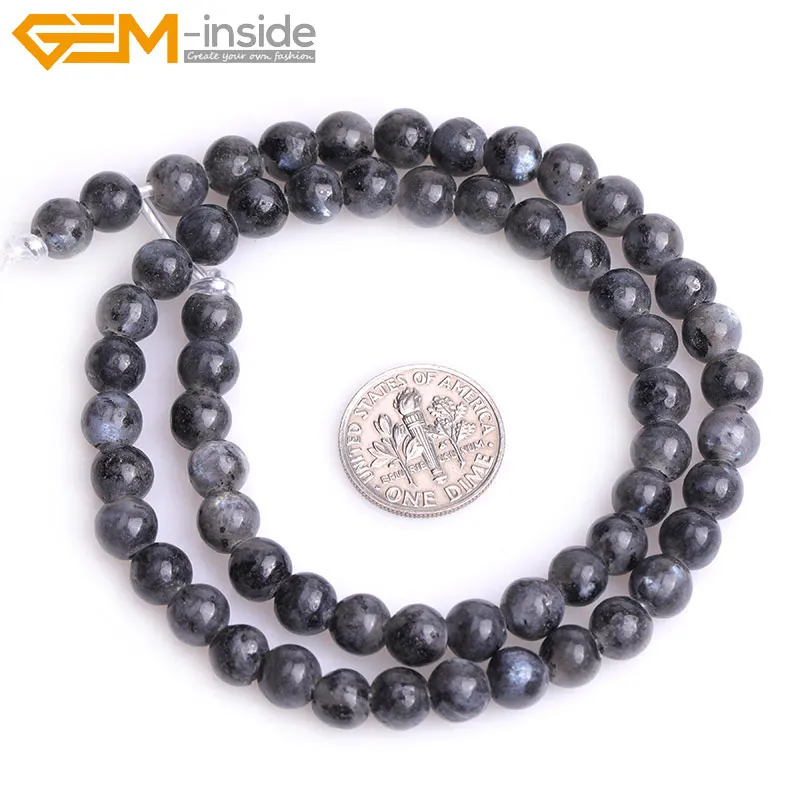 Бусины из натурального черного ларвикита с большим отверстием для изготовления