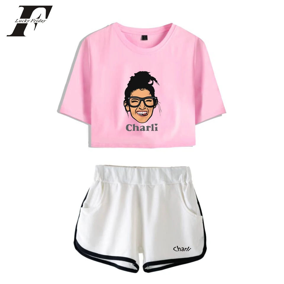 

NEW Two Piece Set Shorts + T-shirt Harajuku Tracksuit Women Hot Sale Pullover Print Female Above Knee, Mini Elastic Waist Casual