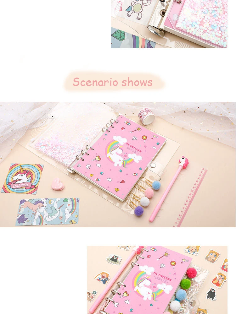 18 шт./компл. Kawaii Единорог ежедневнике Розовый ПВХ прозрачный Тетрадь Kawaii Наклейки на ручку Подарочная коробка для девочек дневник