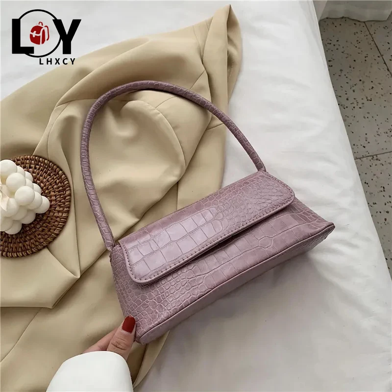 

LHXCY Elegant Baguette Bags For Women 2021 Fashion Brand Handbags Designer Shoulder Bags Alligator Pattern Armpit Bags Crossbody