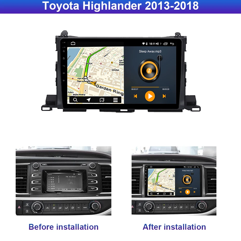 Runningway Android 10 0 5G автомобильный DVD для Toyota Highlander XU50 2013 2018 4G + 64G Автомобильный Радио