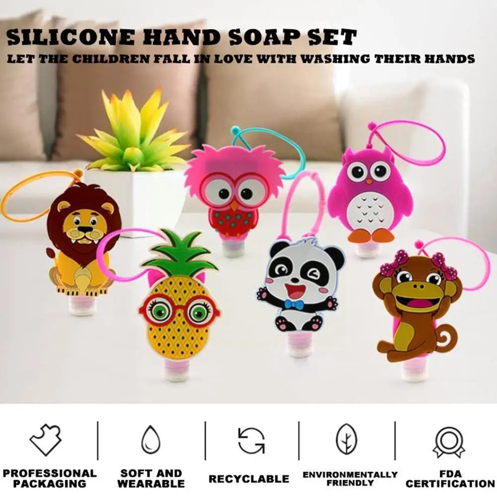 

Mini Portable Cartoon Silicone Hand Sanitizer Holder Travel Safe Gel Holder Hangable Liquid Soap Dispenser Containers For K T2f1