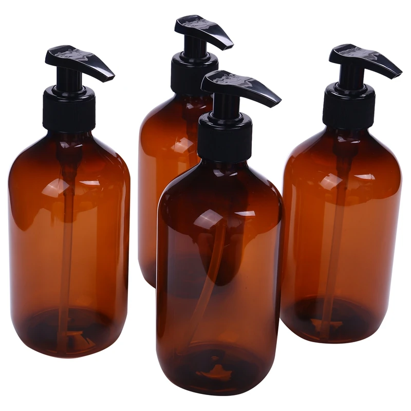 

HOT SALE 4Pcs New 500Ml Pump Bottle Makeup Bathroom Liquid Shampoo Bottle Travel Dispenser Bottle Container for Soap Shower Gel
