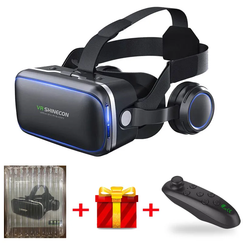Bundle 3 Оригинальная VR shinecon 6,0 стандартная версия и гарнитура Версия виртуальной реальности 3D гарнитура для очков виртуальной реальности шлемы дополнительный контроллер - Цвет: Bundle 3