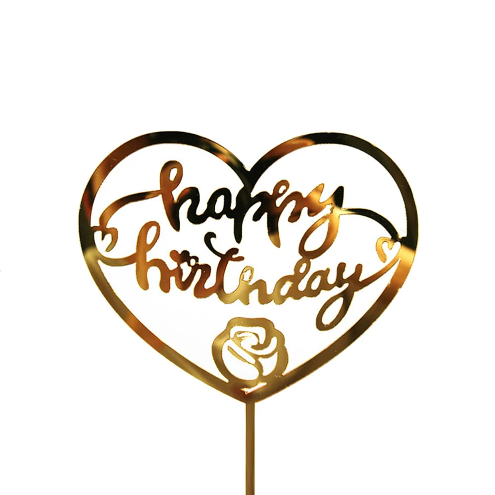 Позолоченные блестящие принадлежности для торта на день рождения акриловые