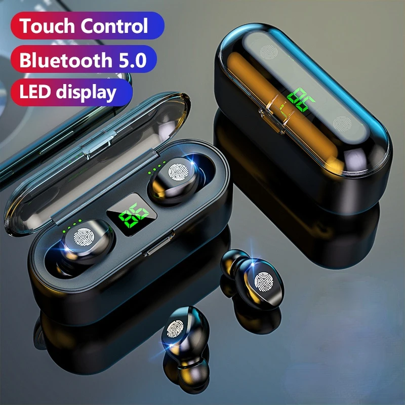 

TWS F9 Wireless Headphone Stereo Sport Bluetooth Earphone Touch Mini Earbuds Bass Headset With 2000mAh Charging Case Ear Buds