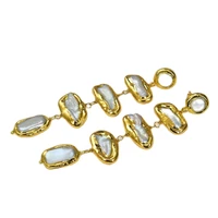 gg jewelry freshwater white biwa pearl yellow gold plated earrings