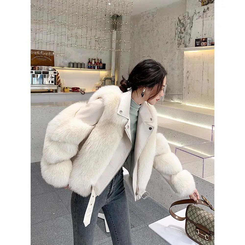 2020 Winter Thick Warm Faux Fur Coat Women  Long Sleeve Faux Fox Fur Jacket Luxury Winter Fur Coats bontjas L05