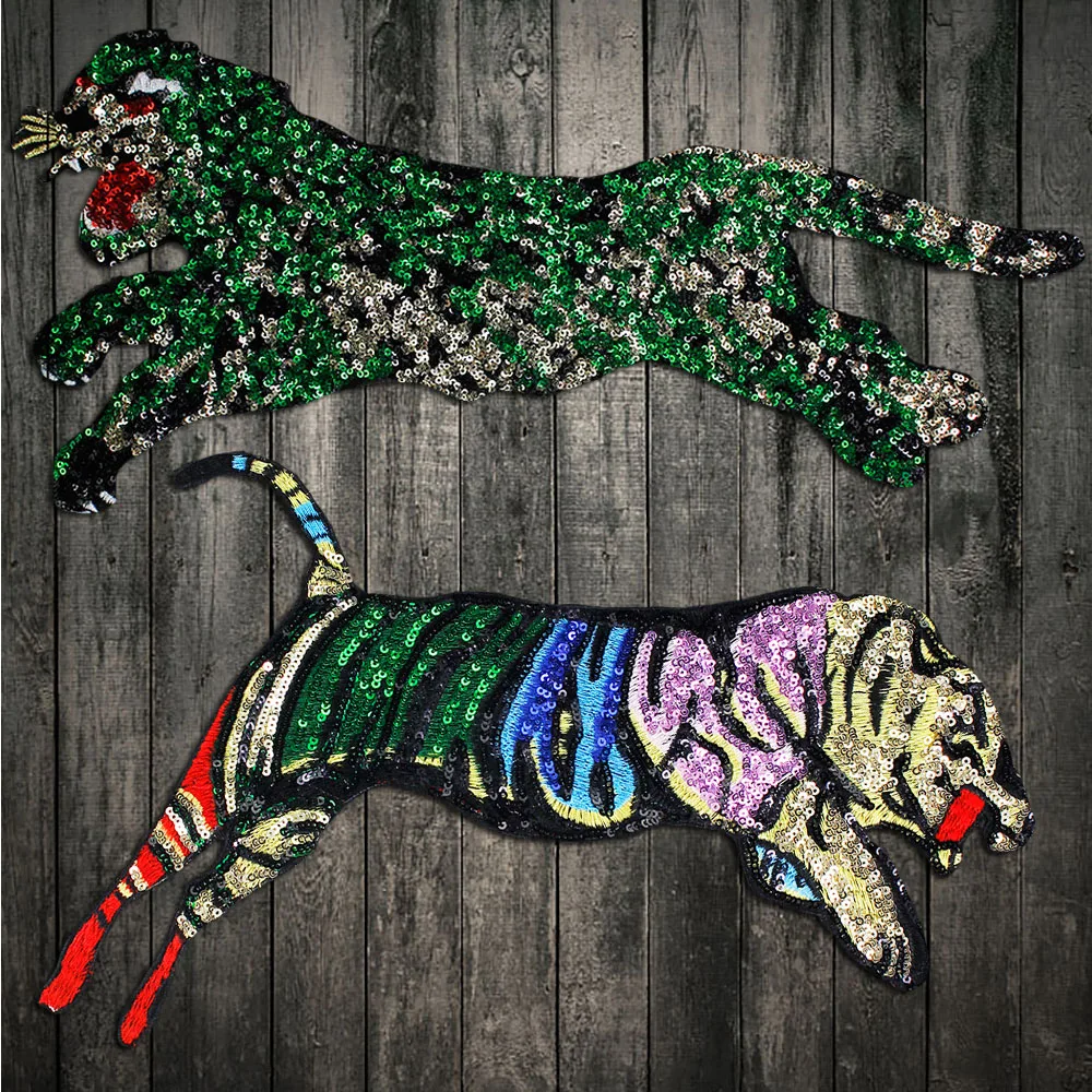 Красочная Тигровая аппликация нашивка для куртки Байкерский значок с вышивкой в