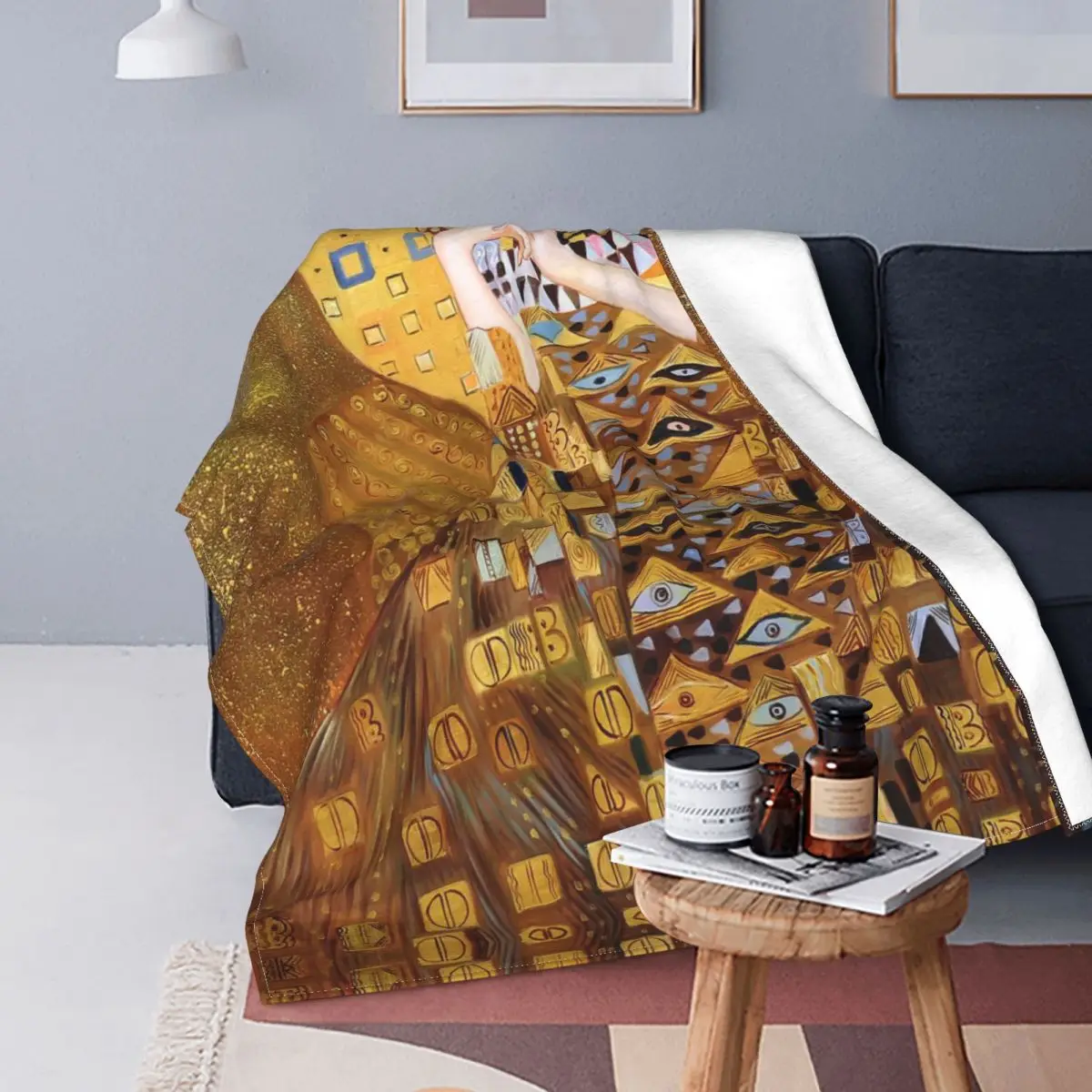 

Флисовое украшение Gustav Klimt Gestrickte Decke Adele Bloch-Bauer Freyas Kunst Werfen Decken флисовое украшение