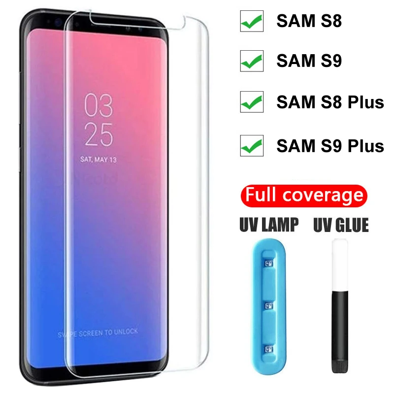 

UV Liquid Full Cover Tempered Glass For Samsung Galaxy S8 S9 Plus Screen Protector For Galaxy S8 Plus Full Glue Protective Glass