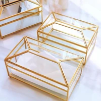 2 sizes european creative glass tissue box simple living room household mirror tissue box nordic luxury light luxury napkin tray