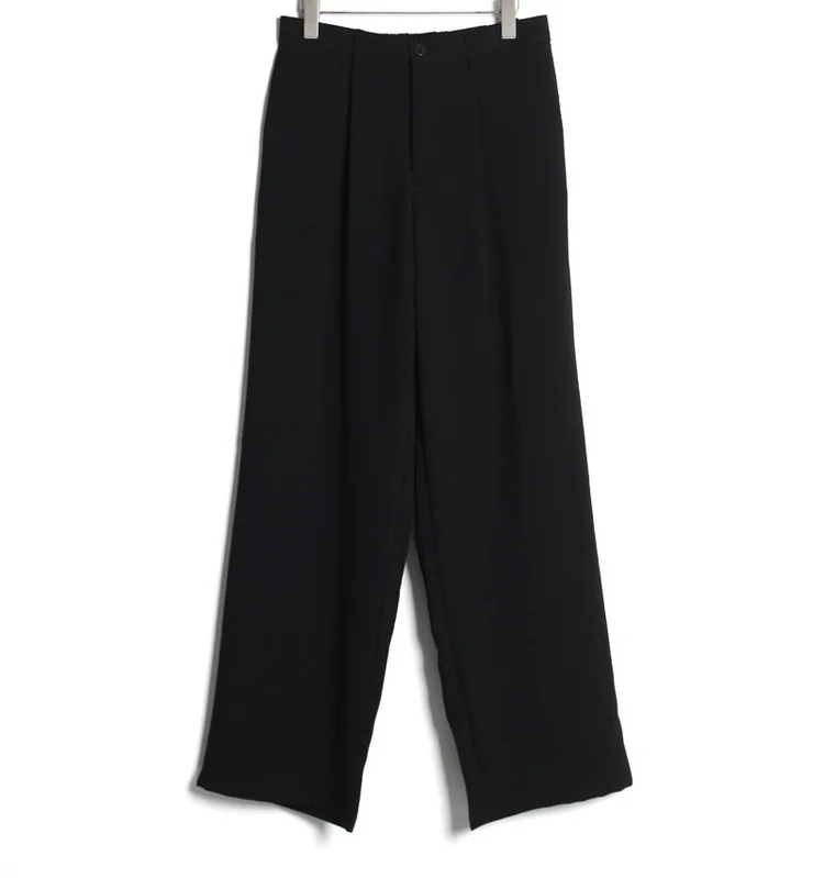 

Hang down Korean Black Loose straight tube lace up Waist Wide Leg casual pants men's pants