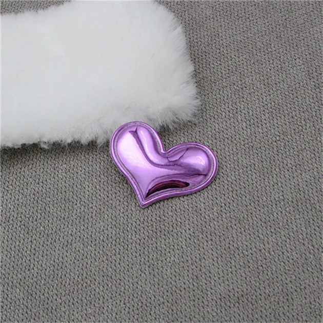 Purple Heart 50 шт., аппликационные наклейки из искусственной кожи с сердечком для сердец, детские головные уборы для творчества, шпилька аксессуары, материал, мягкое тиснение - Цвет: Purple Heart