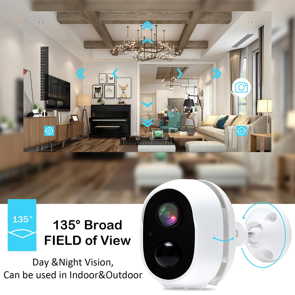 Новая беспроводная перезаряжаемая батарея WIFI камера 1080P инфракрасное ночное