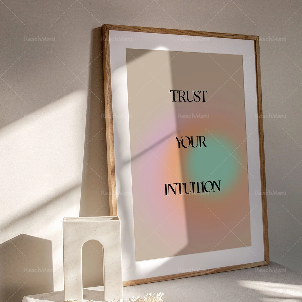 

Trust your printable intuition | Gradient pink pastel quote typography, pink word minimalism wall art poster