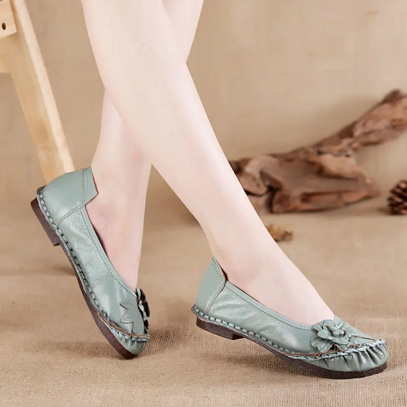 Women Genuine Leather Shoes Female Brand High Quality Comfort Flats Mom Casual Summer Shoes 2023 Fashion Oxford Flats