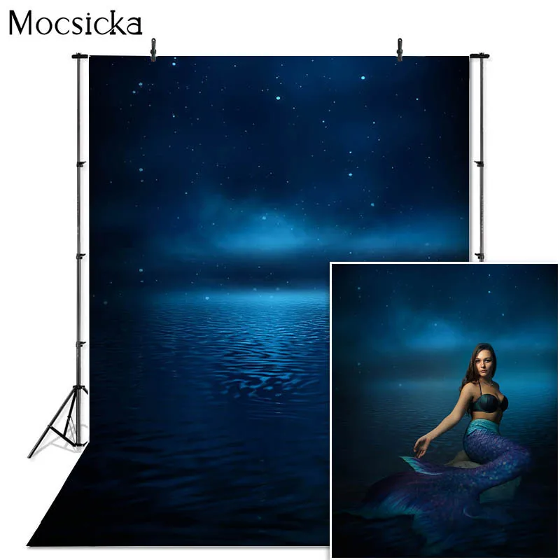 

Фон для фотосъемки с изображением Фэнтези звездного неба, спокойного моря, глубокого синего океана, для взрослых и детей, портретов на день ...
