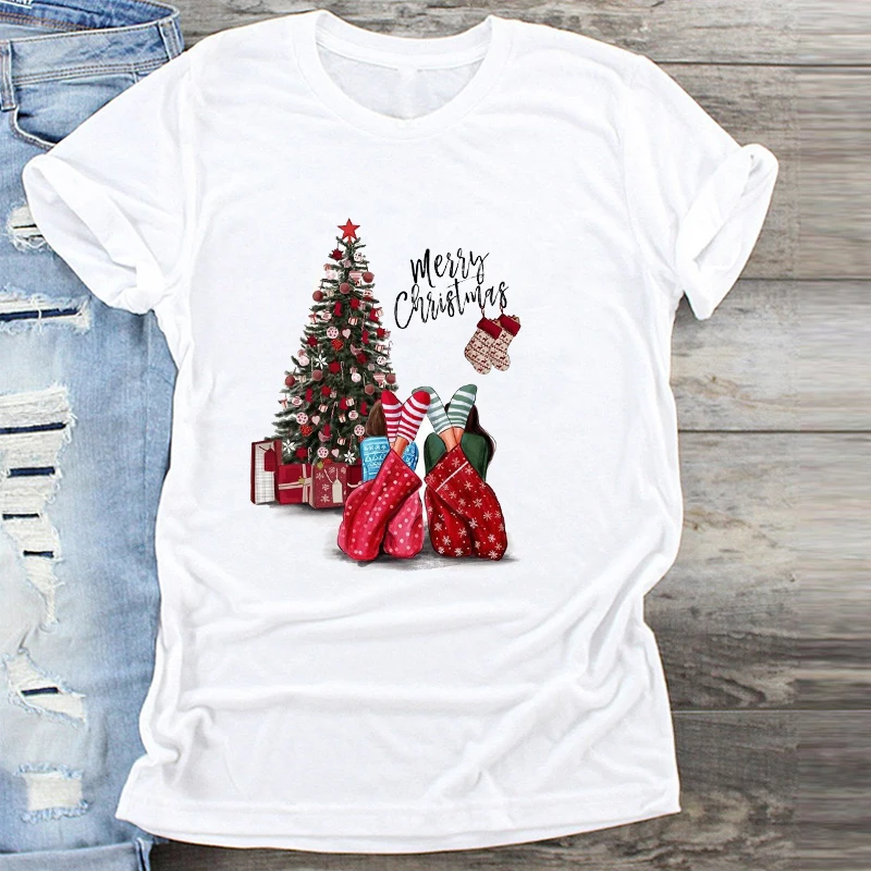 

Fashion Women T-shirt Warm Wishes New Year Merry Tee Shirt Christmas Tumblr Graphic T Shirt Female Tees Camisa Print T-shirts