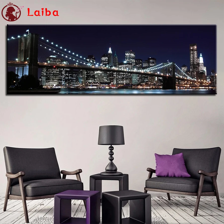 

5 d diamond mosaic Natural scenery, city night view bridge For Living Room Home Decor diamond Painting embroidery mosaic