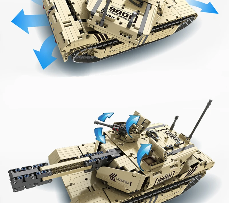 RC строительные блоки Танк Игрушка 9801 M1A2 1276 шт. армейский Военный пульт дистанционного управления 50 м расстояние построить игрушечный конструктор RC автомобиль подарок малыш