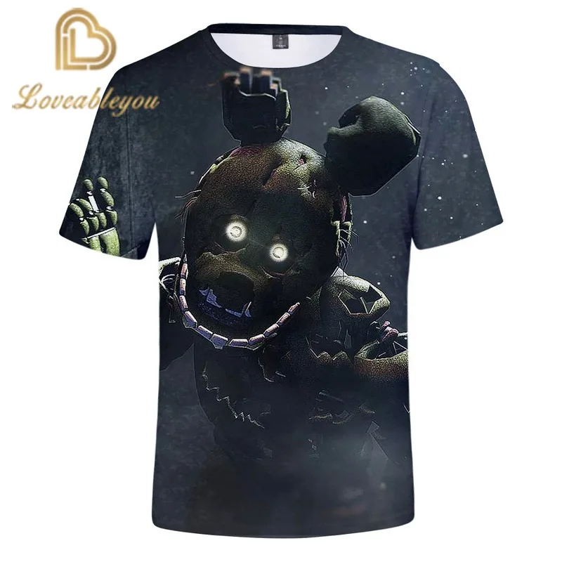 

Cartoon Five Nights At Freddy Funny Print T Shirt Summer Tshirt Adults Fashion Clothing T Shirt Summer Cartoon Unisex T-shirt
