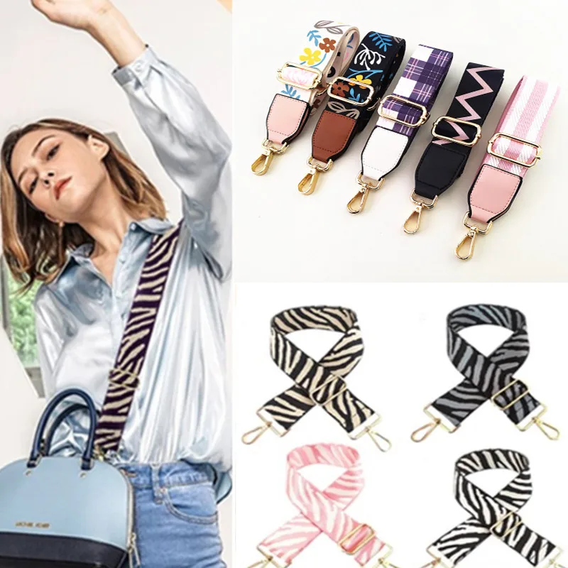 

80-130cm Adjustable DIY Embroidery Handbags Backpack Women Zebra-Stripe Crossbody Nylon Bag Strap Accessories