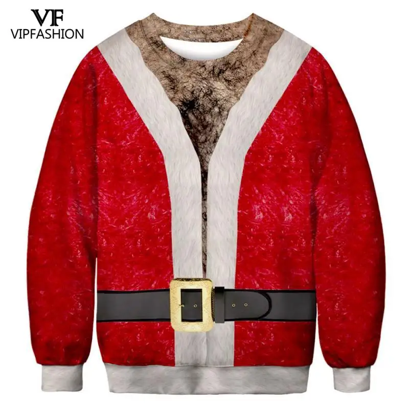 VIP FASHION Christmas 3d Print Sweatshirt Oversized Size Cosplay Funny Couple's Crop Top Long Sleeve | Женская одежда