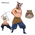 Hashibira inosuke Косплей демона убийца kimetsu без yaiba карнавальный костюм костюмы на Хэллоуин для шерсть Штаны юбка свинья головы маска