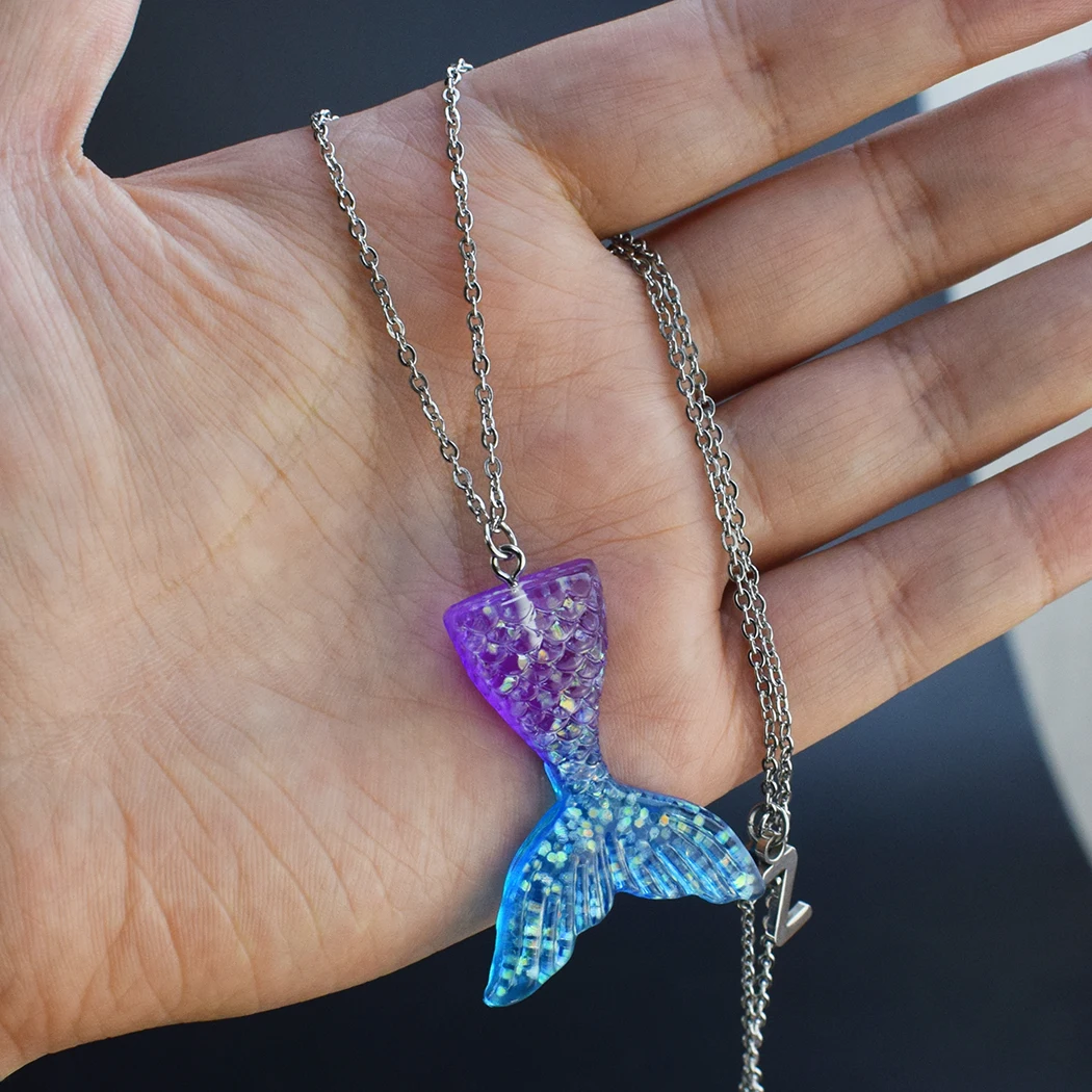 Модная подвеска в виде русалки ожерелье мистическое цветное рыбий хвост